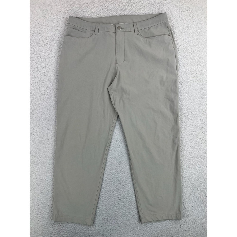 Lululemon ABC Classic Fit 5-Pocket Pants Mens 35x27 Beige Warpstreme LM5AQHS